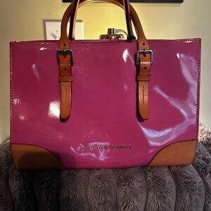 Dooney & Bourke Fuchsia and Tan Satchel